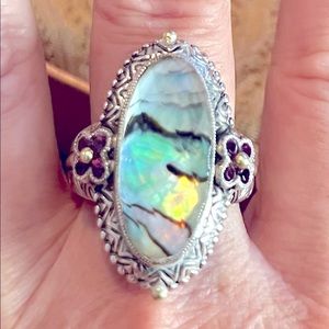 Stunning Barbara Bixby Abalone Brazilian Garnet Doublet Ring